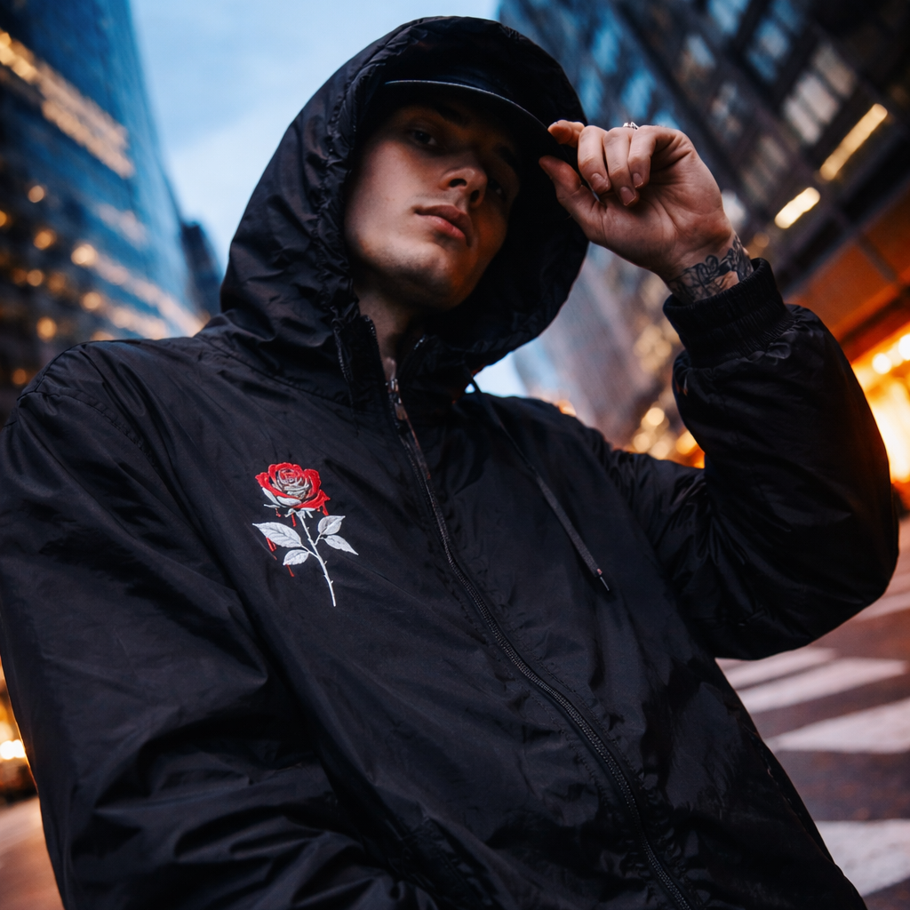 PRYME Windbreaker Jacket – White Rose Edition